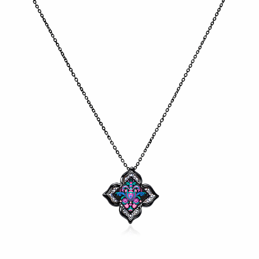 Ebony Floral Pendant Necklace