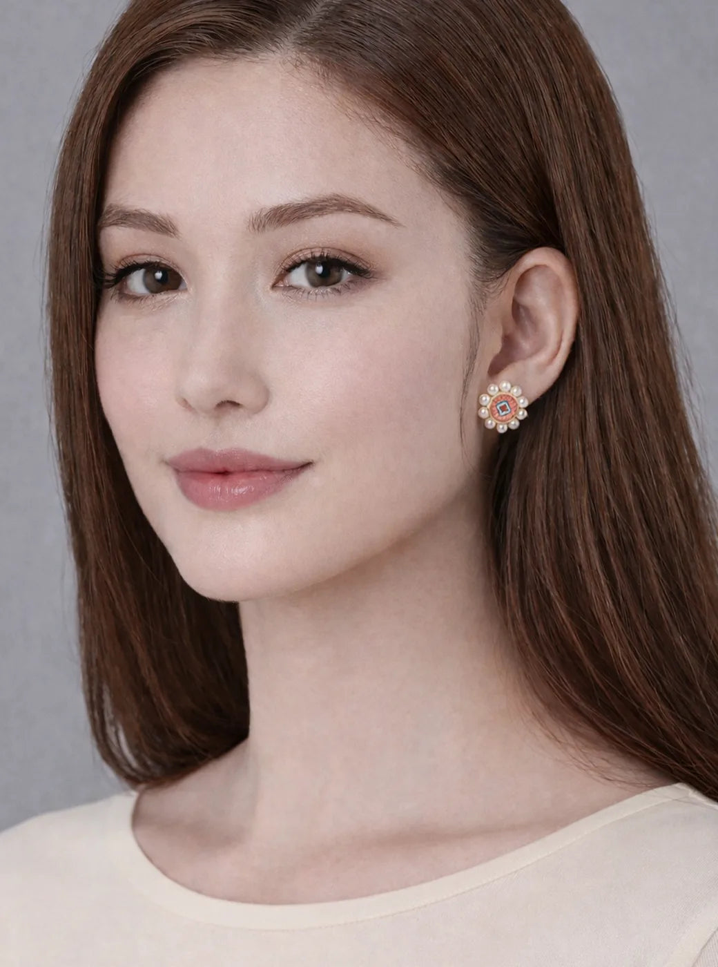 Elysian Pearls Stud Earrings - Blush Petals