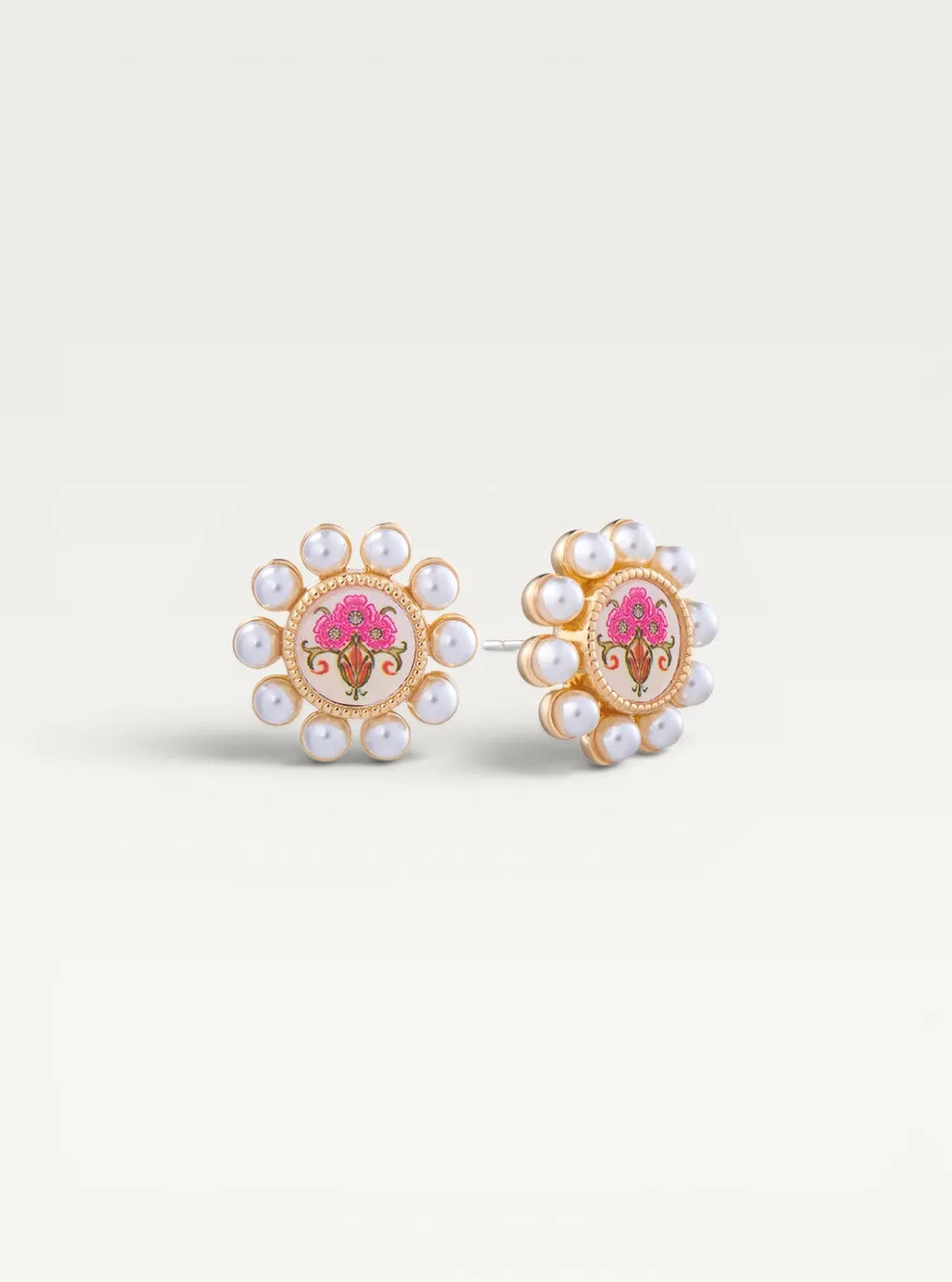 Elysian Pearls Stud Earrings - Pink Vase