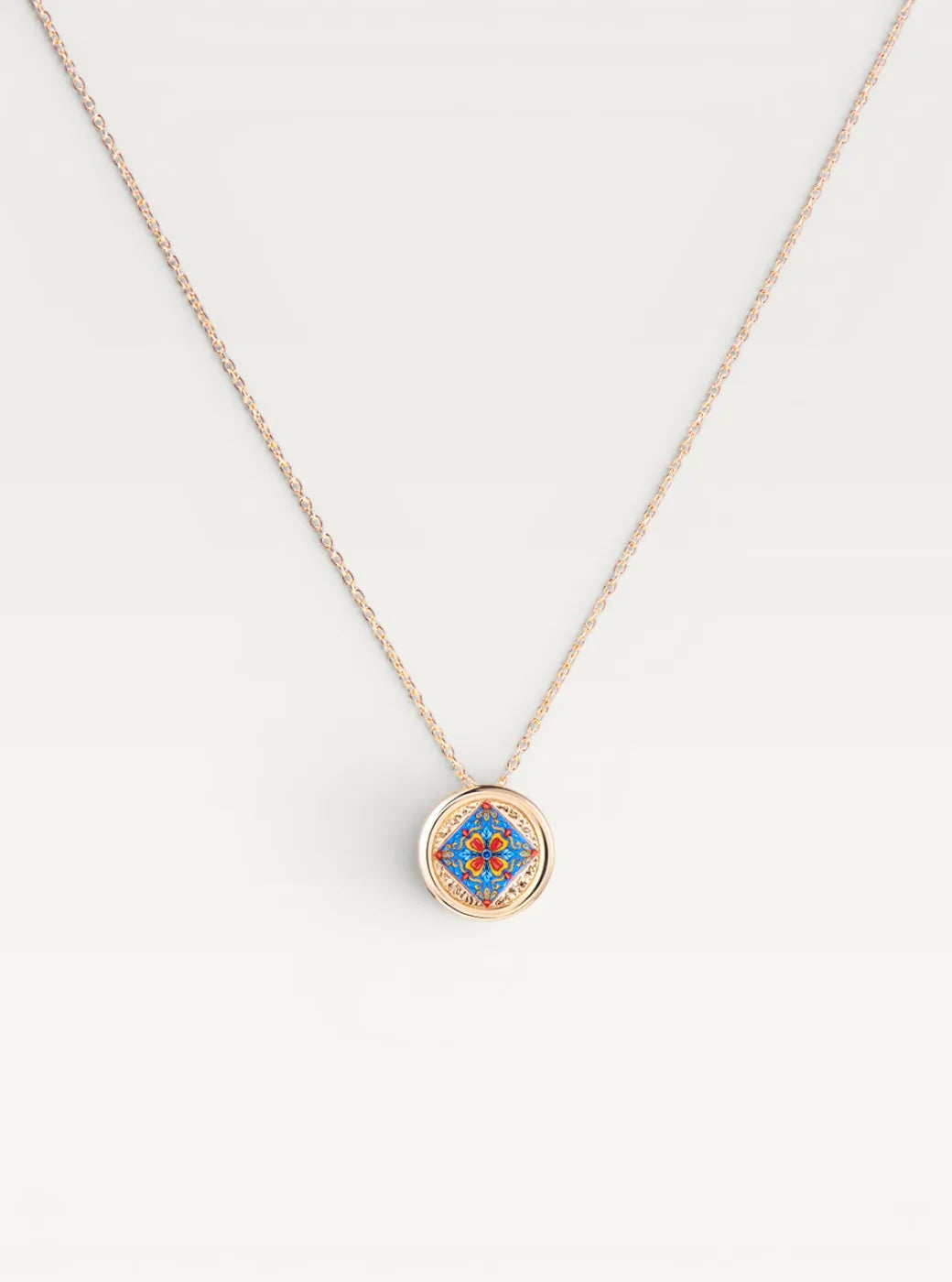 Italian Medallion Pendant Necklace - Blue