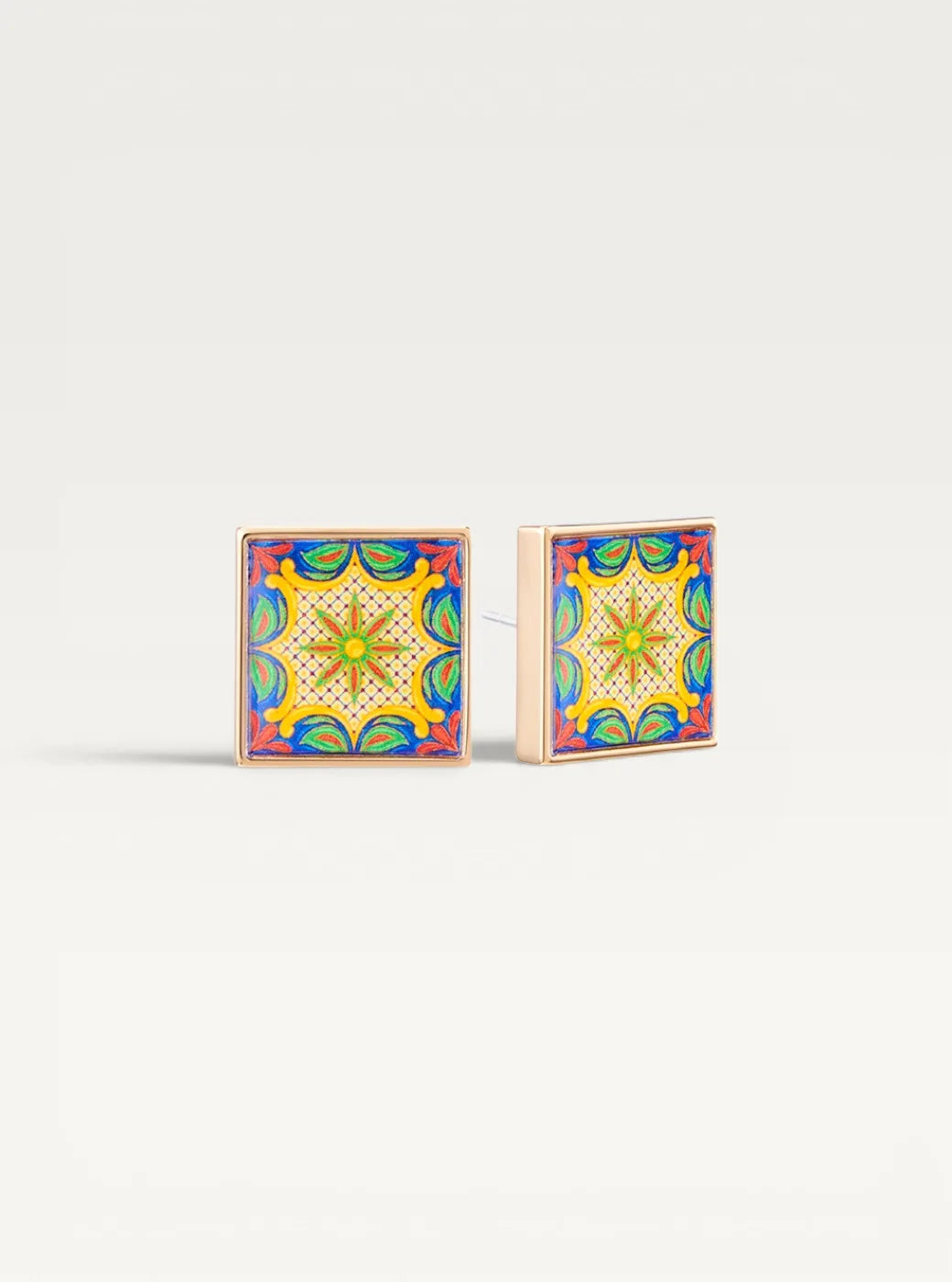 Italian Tile Stud Earrings - Noble