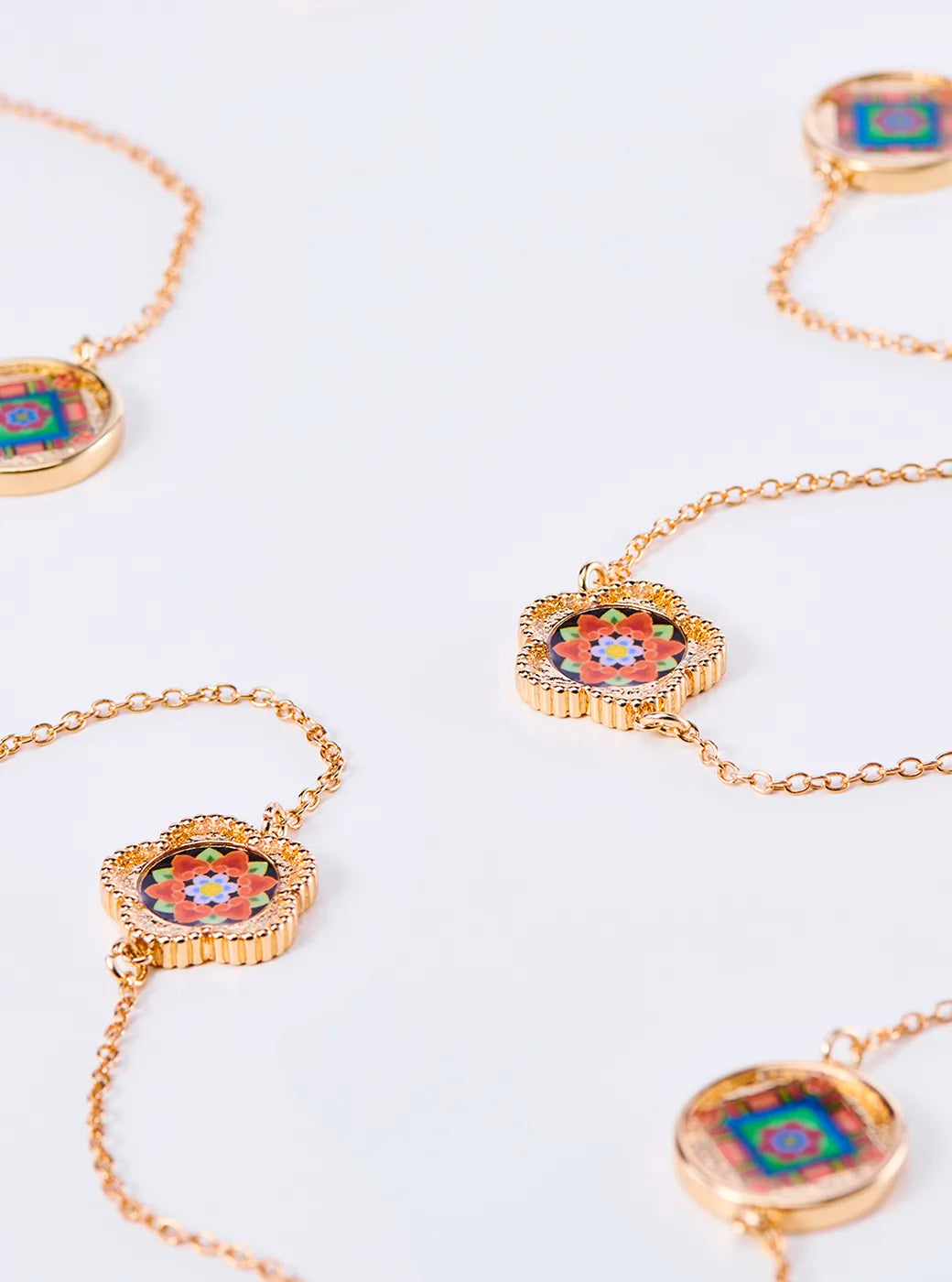 Korean Dancheong Floral Long Necklace