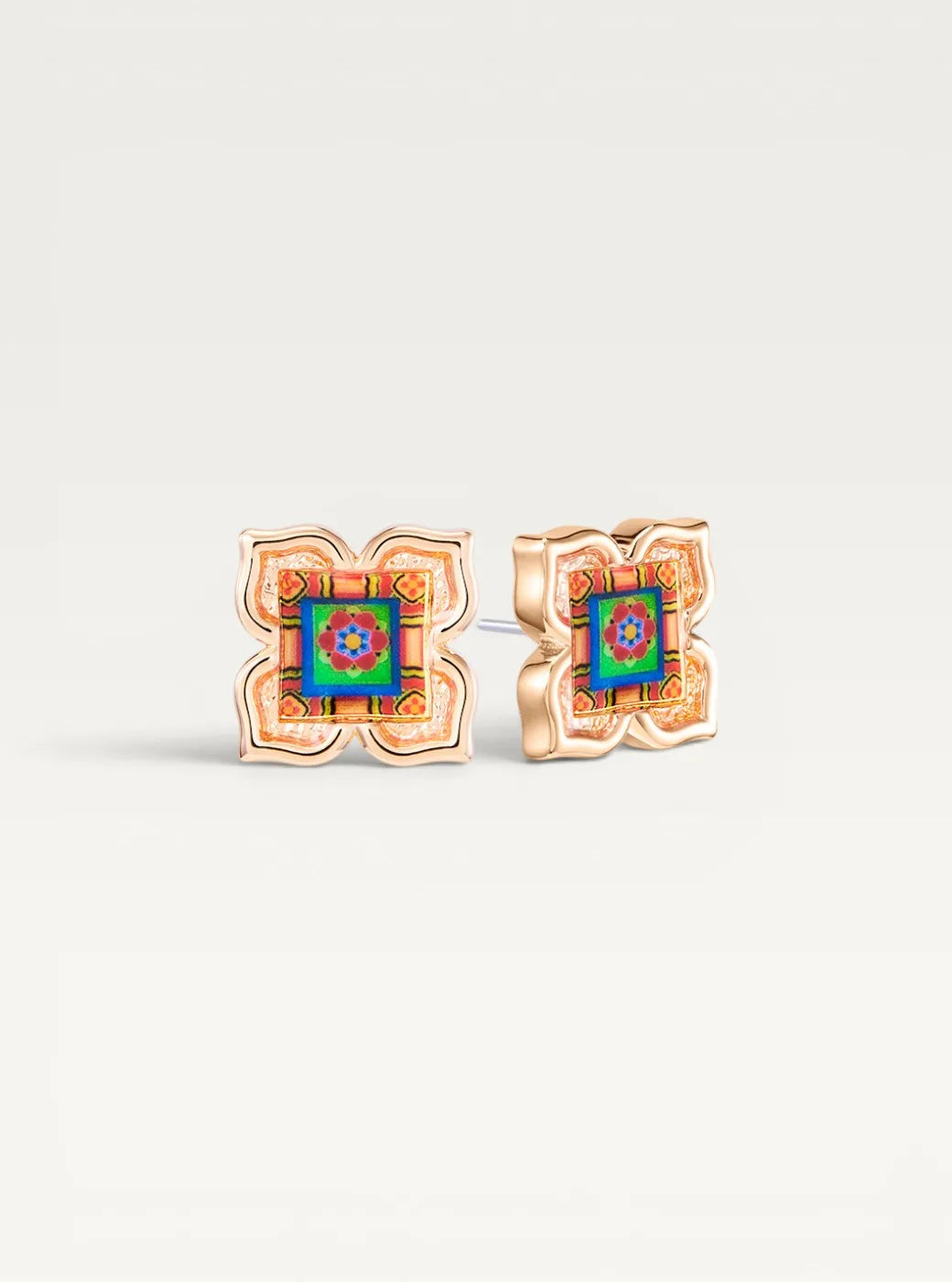 Korean Floral Stud Earrings - Dancheong