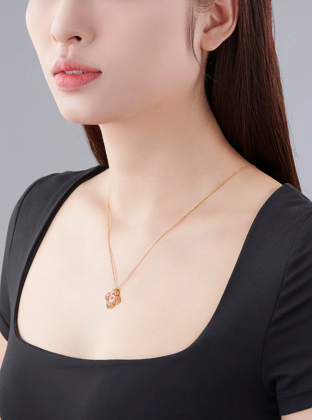 Peranakan Floral Pendant Necklace - Blue