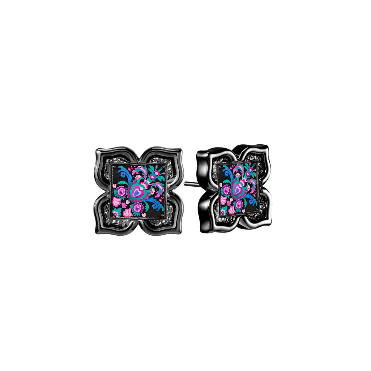 Ebony Floral Stud Earrings