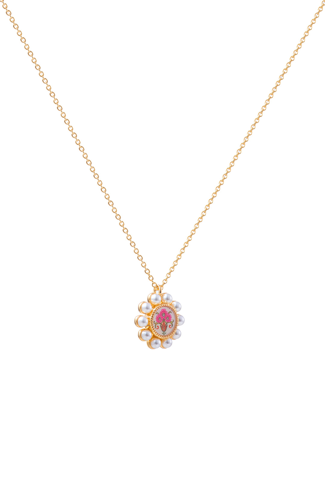 Elysian Pearls Pendant Necklace - Pink Vase