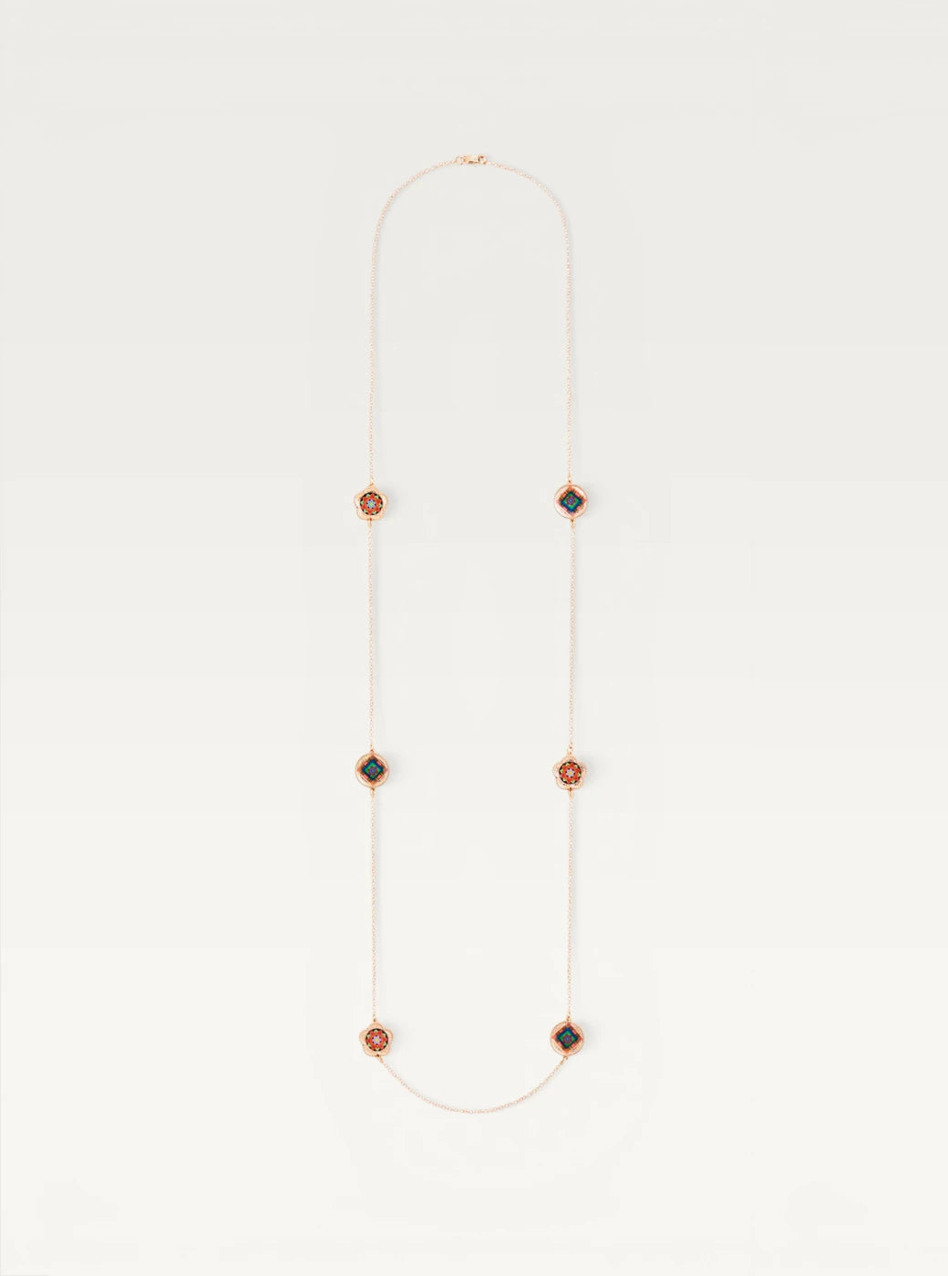 Korean Dancheong Floral Long Necklace