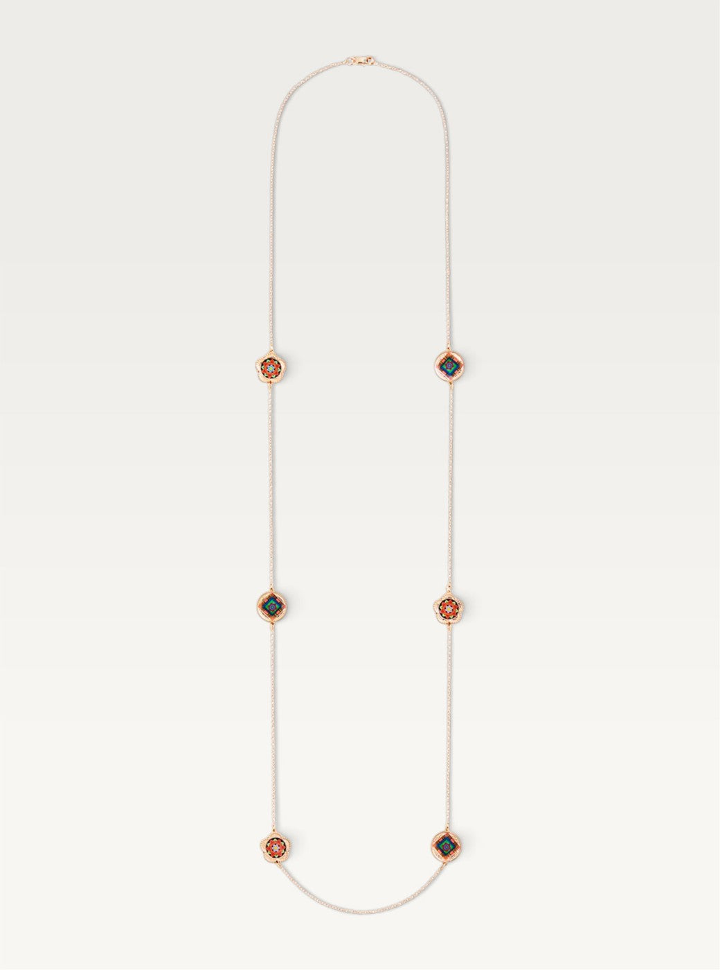 Korean Dancheong Floral Long Necklace