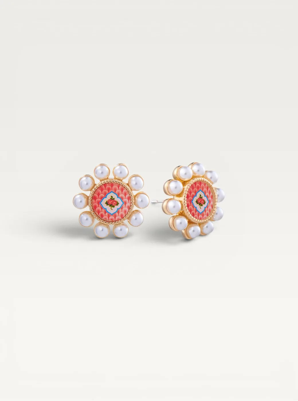 Elysian Pearls Stud Earrings - Blush Petals