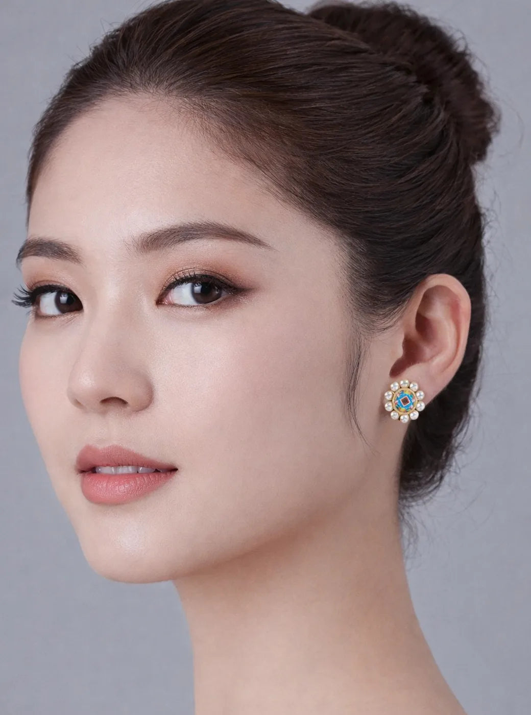 Elysian Pearls Stud Earrings- Korean Dancheong