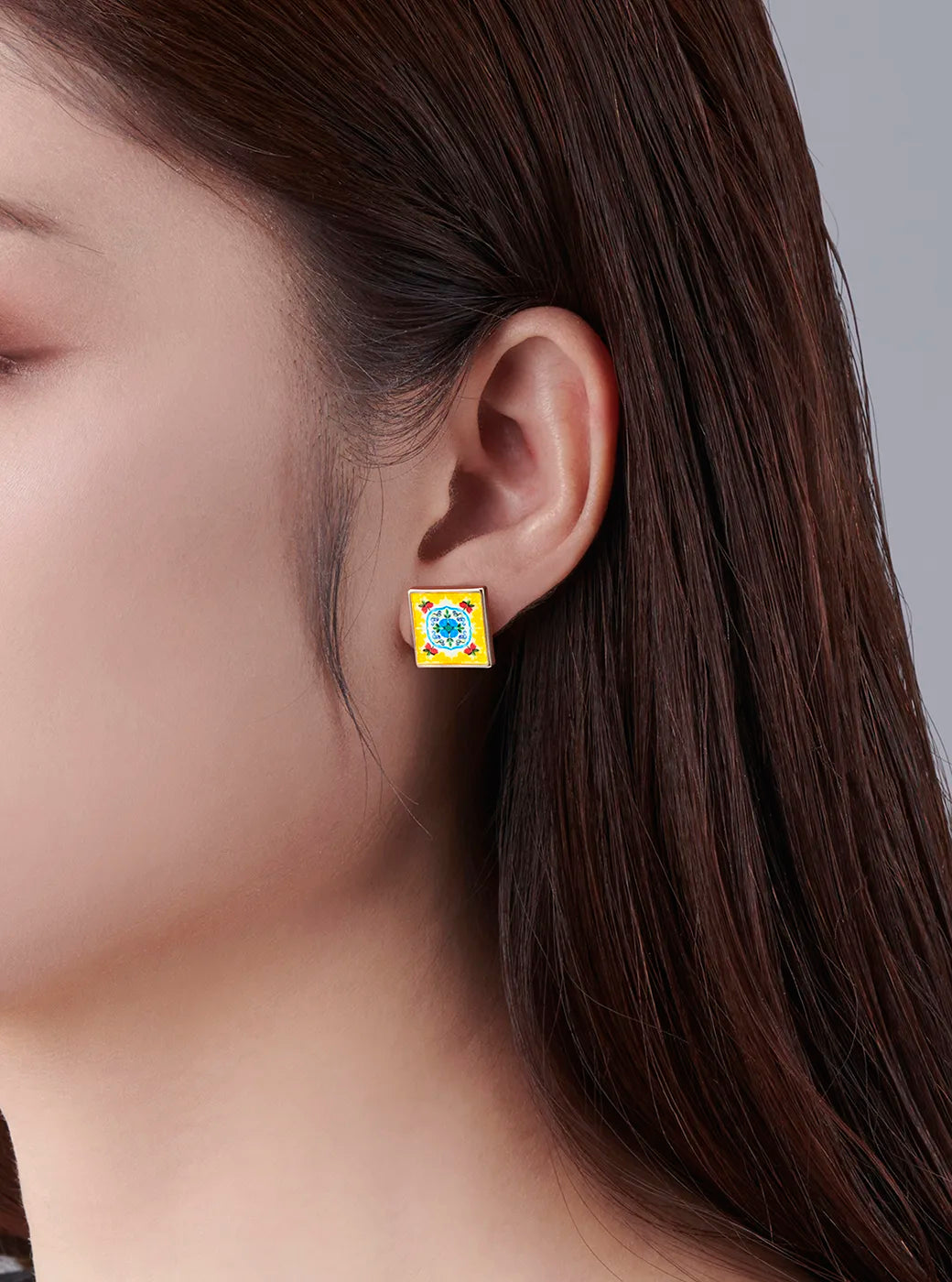 Italian Tile Stud Earrings - Noble