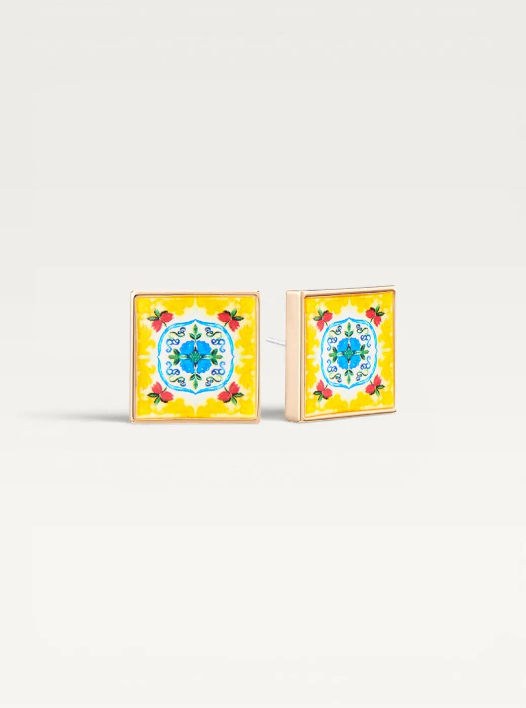 Italian Tile Stud Earrings - Royal