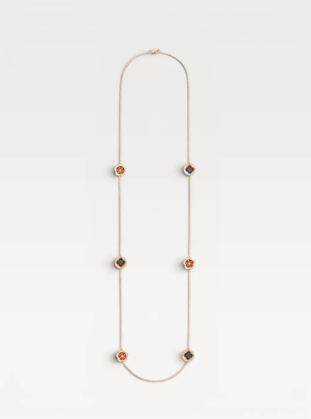 Korean Dancheong Floral Long Necklace