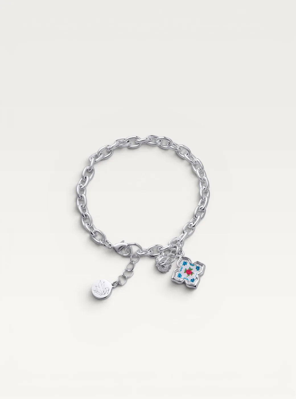 Peranakan Floral Silver Bracelet- Flora Rose
