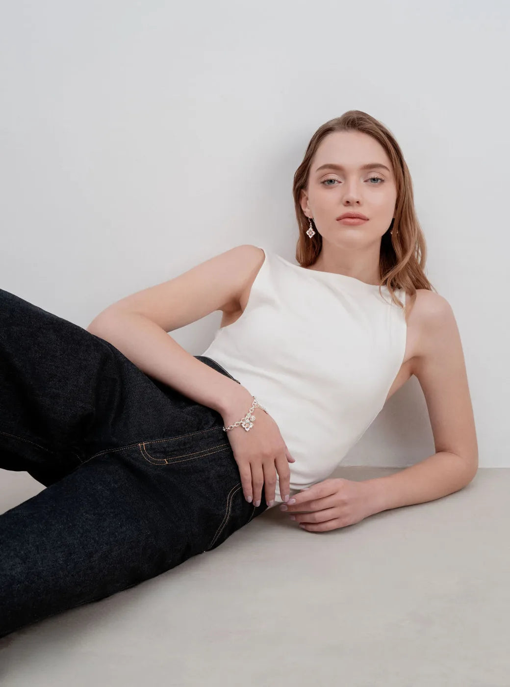 Peranakan Floral Silver Bracelet- Flora Rose