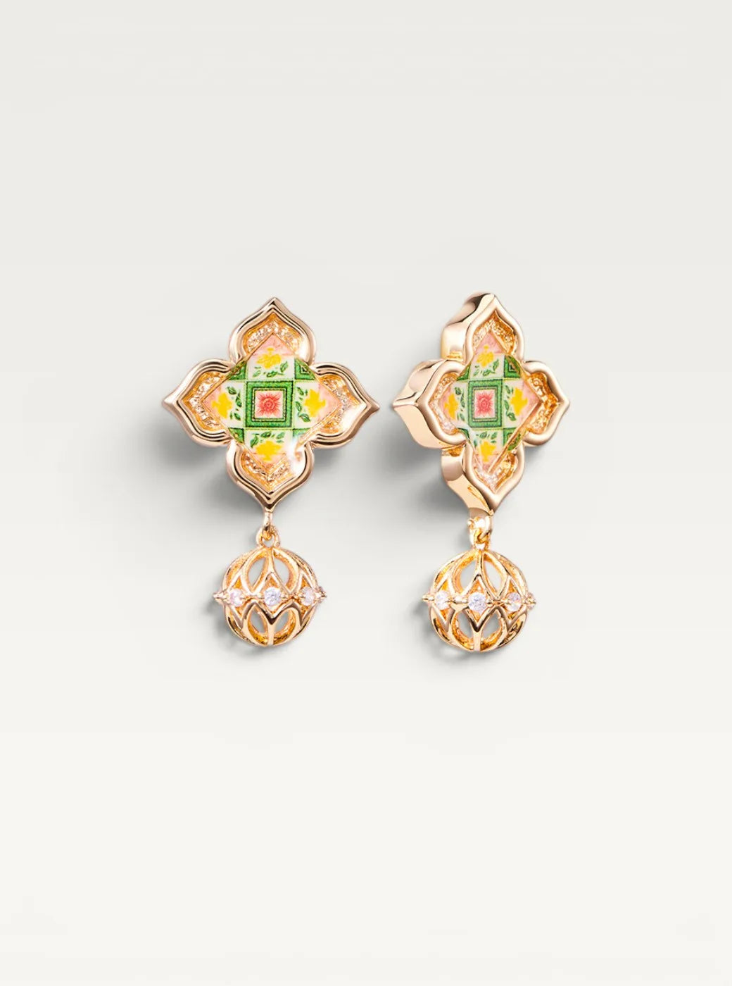 Peranakan Floral Dangle Earrings - Madame