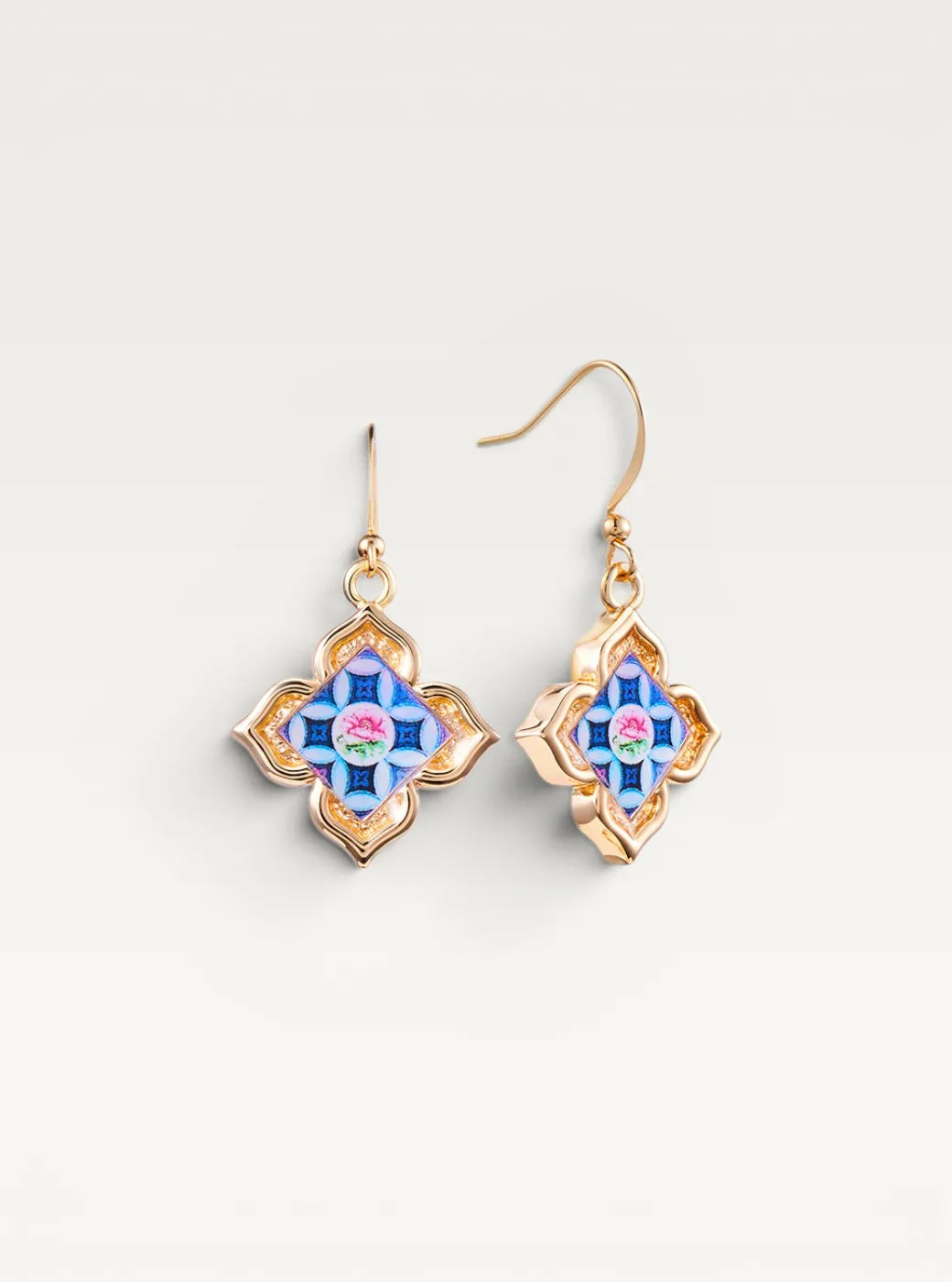 Peranakan Floral Drop Earrings - Violet