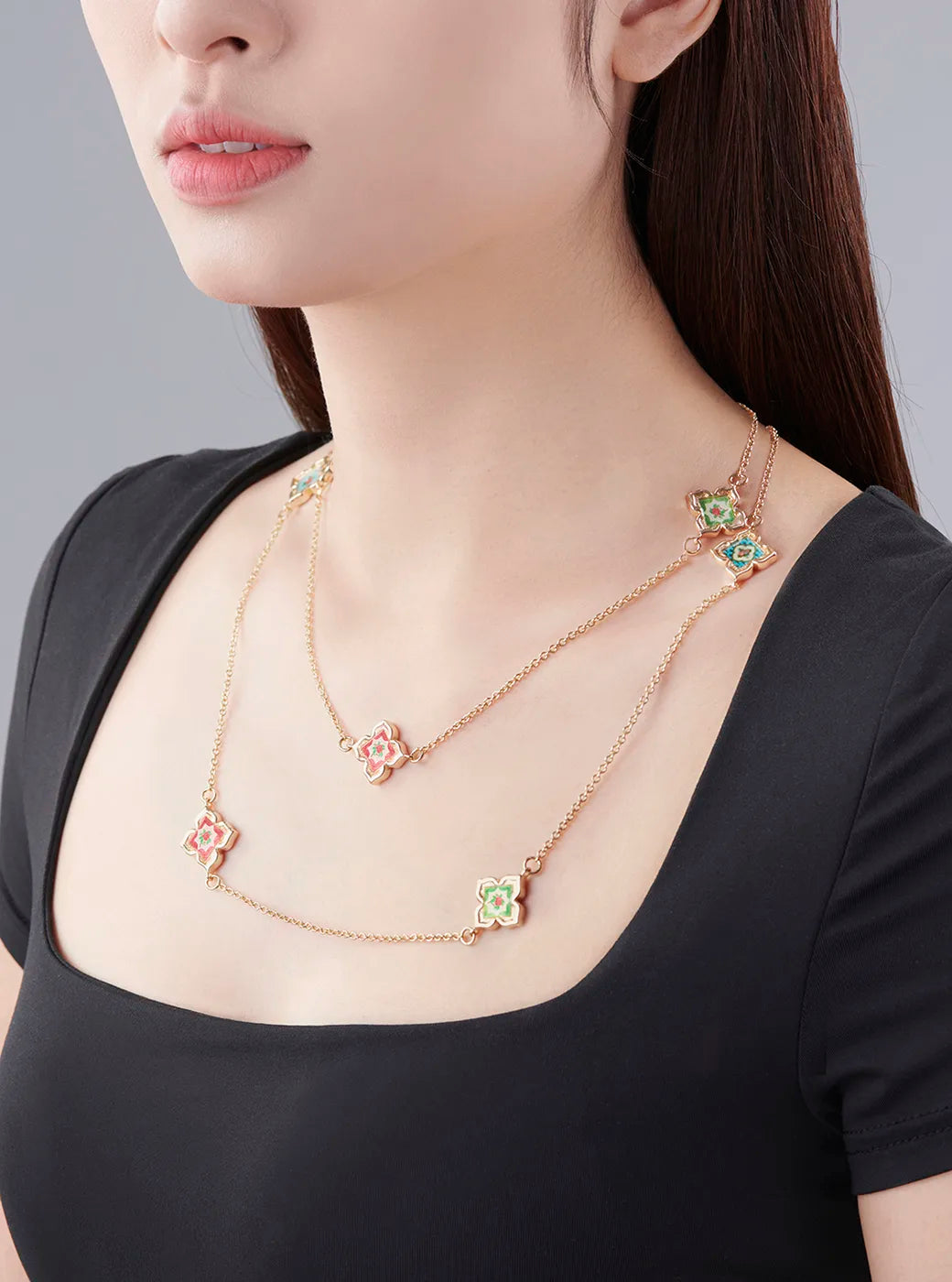 Peranakan Floral Long Necklace