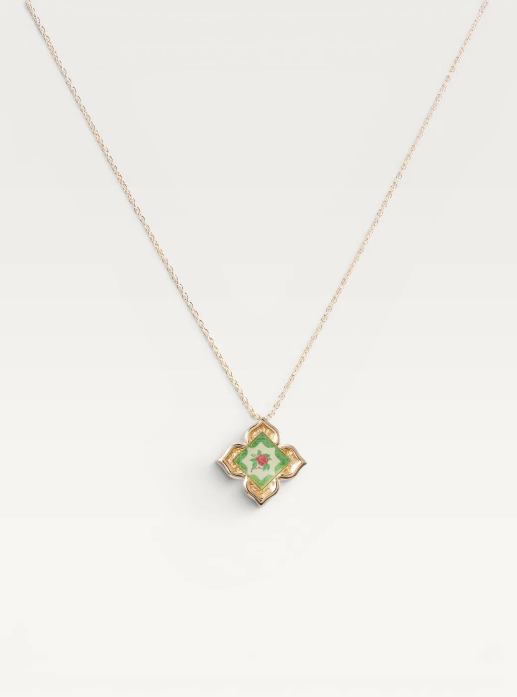 Peranakan Floral Pendant Necklace - Emerald