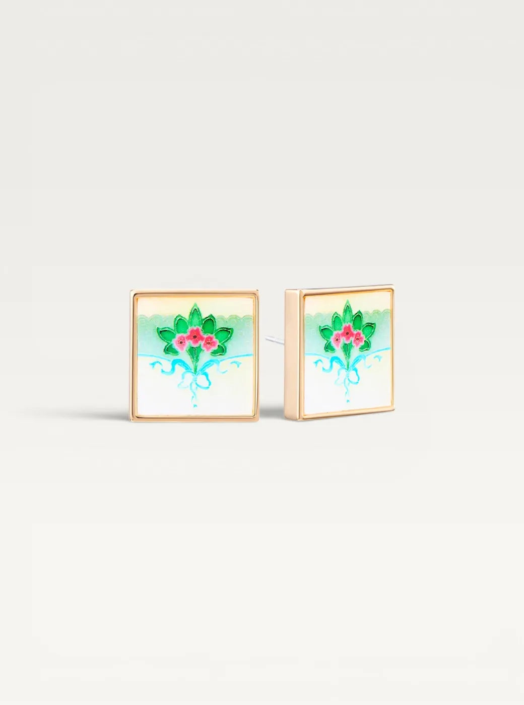 Peranakan Tile Stud Earrings - Bouquet