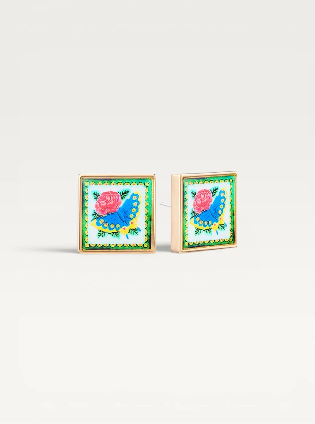 Peranakan Tile Stud Earrings - Butterfly