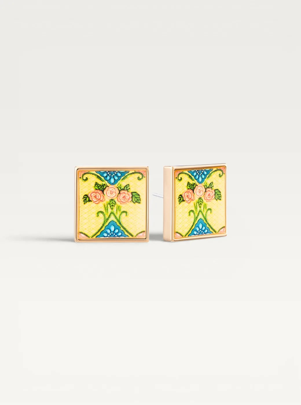 Peranakan Tile Stud Earrings - Chino