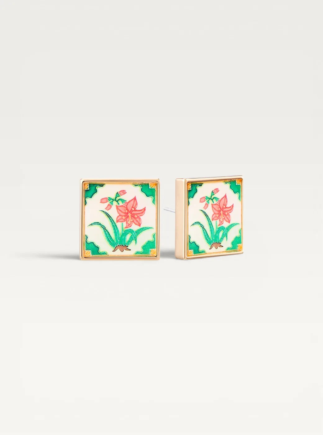 Peranakan Tile Stud Earrings - Lily