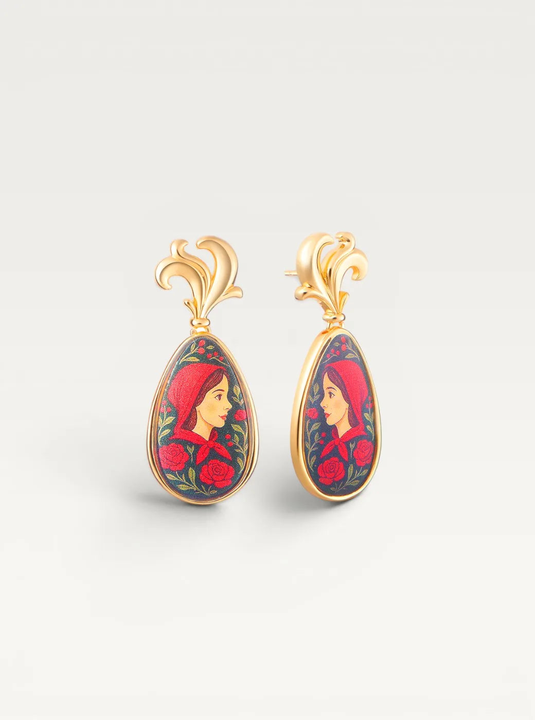 Red Riding Hood Dangle Earrings