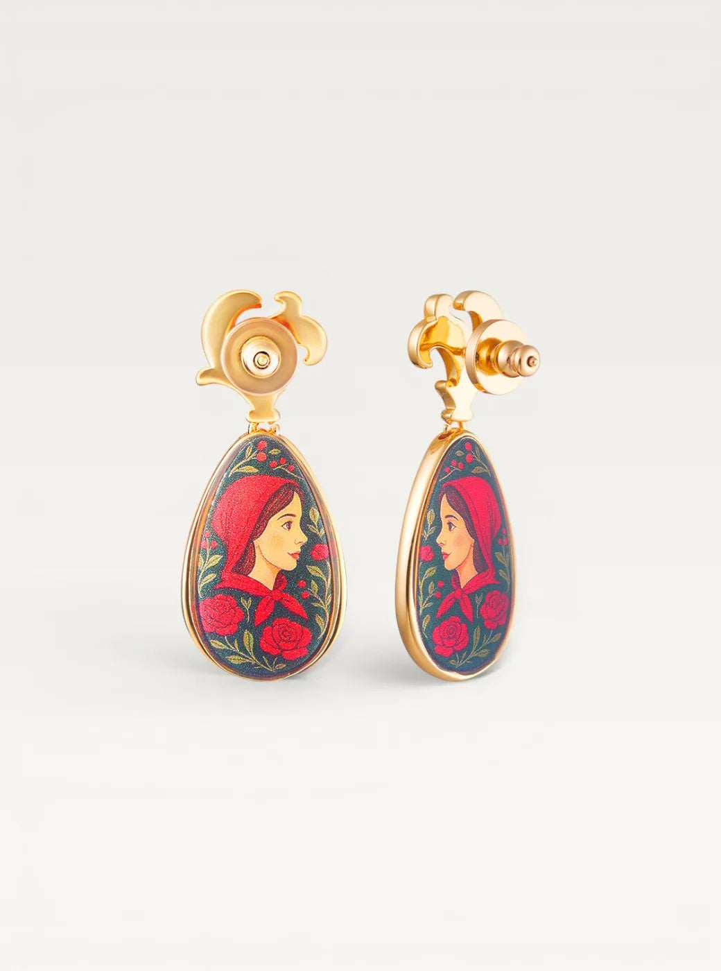 Red Riding Hood Dangle Earrings